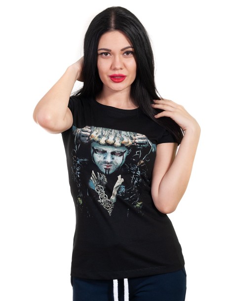 Черна тениска за жени с къс ръкав
