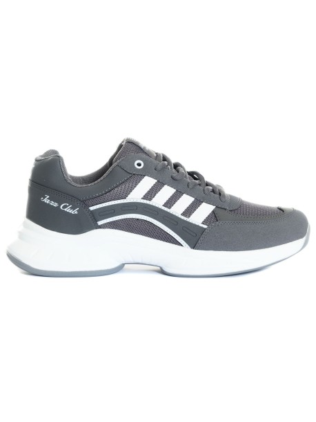 Γκρι ανδρικά sneakers με λευκές ρίγες