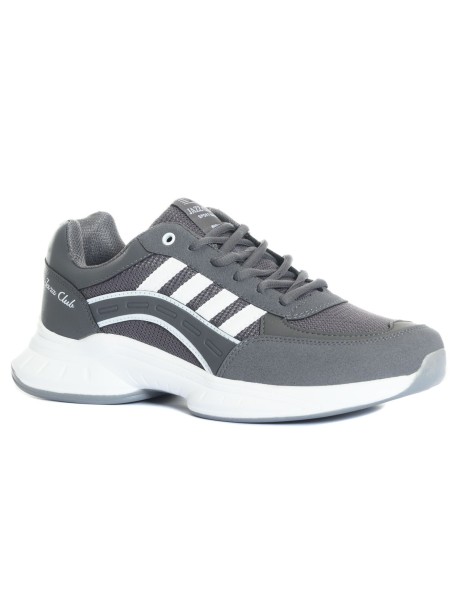 Γκρι ανδρικά sneakers με λευκές ρίγες