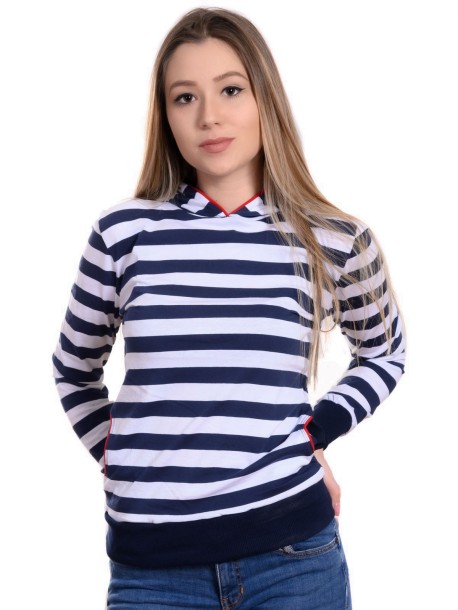Дамска моряшка блуза с качулка