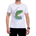 Намалена бяла мъжка тениска размер М
