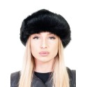 Кожена шапка с пух - черна